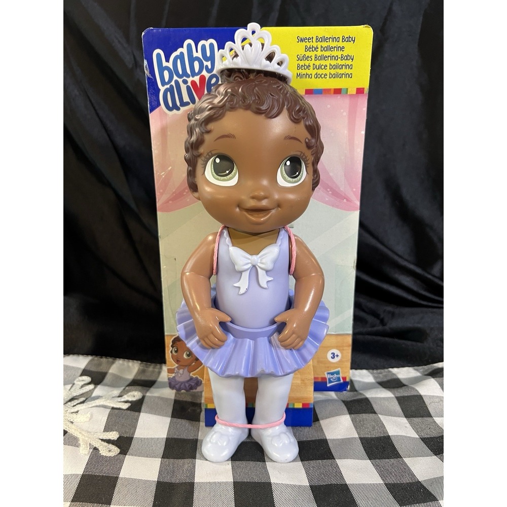 NIB Baby Alive 10.5" Sweet‎ Ballerina Baby Doll Brown Hair Purple Dress (2268)